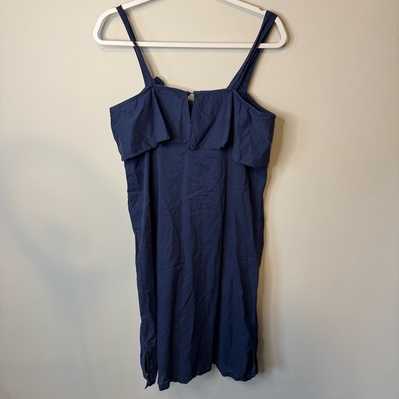 Salua Midi Navy Cotton Dress Size Medium Ruffle - Picture 4 of 6
